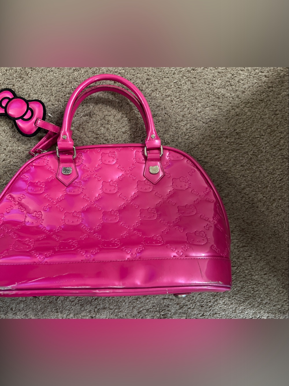 Hello Kitty Glossy Patent Tote in Bright Pink
